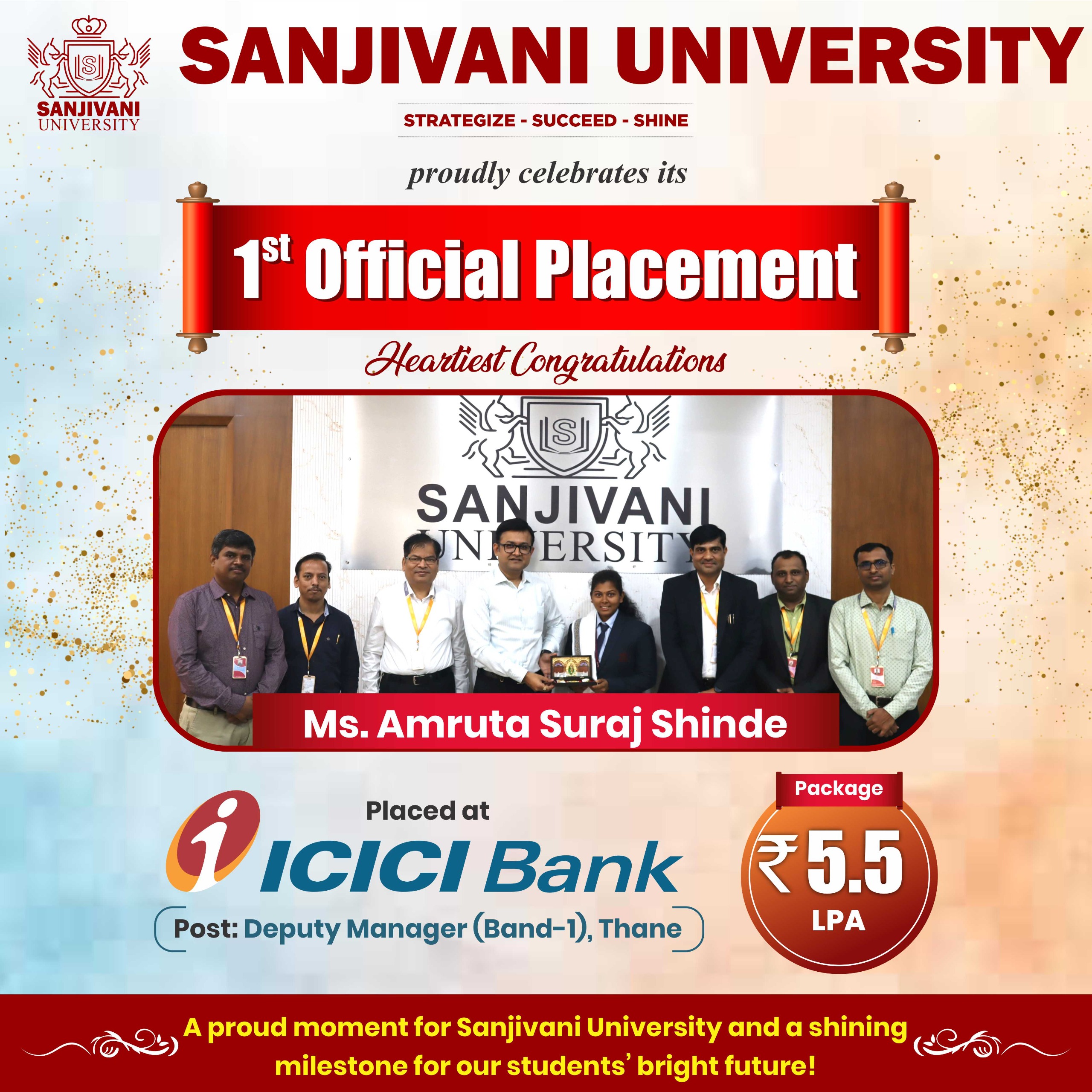 1st Placement of the MBA Department at Sanjivani University!